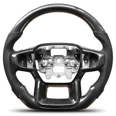 Carbon Fiber Steering Wheel for Ford Ranger 2022-2023 Nappa Perforated Leather with Hand Stitching D-shaped Steering Wheel POFENZE