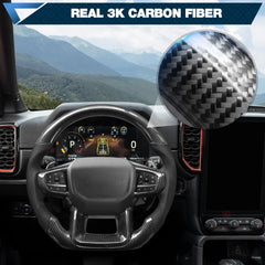 Carbon Fiber Steering Wheel for Ford Ranger 2022-2023 Nappa Perforated Leather with Hand Stitching D-shaped Steering Wheel POFENZE