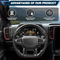 Carbon Fiber Steering Wheel for Ford Ranger 2022-2023 Nappa Perforated Leather with Hand Stitching D-shaped Steering Wheel POFENZE