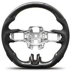 Carbon Fiber Steering Wheel for Mustang 2018-2022 Nappa Perforated Leather with Hand Stitching D-shaped Custom Steering Wheel for Mustang EcoBoost/GT for Shelby GT350/GT350R POFENZE