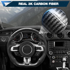 Carbon Fiber Steering Wheel for Mustang 2018-2022 Nappa Perforated Leather with Hand Stitching D-shaped Custom Steering Wheel for Mustang EcoBoost/GT for Shelby GT350/GT350R POFENZE