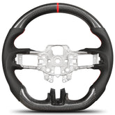 Carbon Fiber Steering Wheel for Mustang EcoBoost/GT/V6/Shelby GT350/GT350R 2015-2017 D-shaped Nappa Perforated Leather Flat-bottom Custom Steering Wheel(Red Line) POFENZE