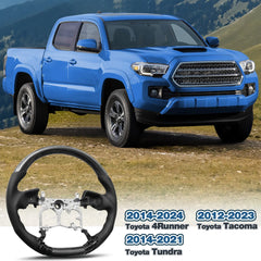 Carbon Fiber Steering Wheel, Custom Steering Wheel with Replacement Part Perforated Leather for Toyota 4Runner 2014-2024/Tacoma 2012-2023/Tundra 2014-2021 POFENZE
