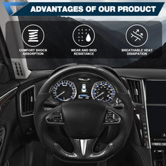 Custom Steering Wheel For Infiniti q50 2014-2017 Carbon Fiber Steering Wheel D-shaped Nappa Perforated Leather Flat-bottom POFENZE