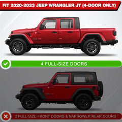 Drop Running Boards Fit 2020-2023 Jeep Wrangler Gladiator JT 4 Door Black Side Steps Heavy-Duty Steel Non-Slip Step Pads POFENZE
