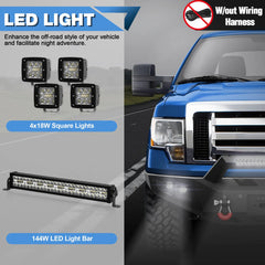 F150 Front Bumper for 2009-2014 Ford F150 Pickup, w/Winch Plate, LED Lights, D-rings and License Plate Bracket (Excluding Raptor) POFENZE