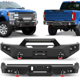 F250 Bumper Front and Rear Bumpers Compatible with 2017-2022 Ford F250 F350 F450 Super Duty with Winch Plate, LED Lights