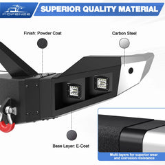 F250 Front Bumper Full Width for 2011-2016 Ford F250/F350/F450 Pickup, w/Winch Plate, LED Lights, D-rings and License Plate Bracket POFENZE