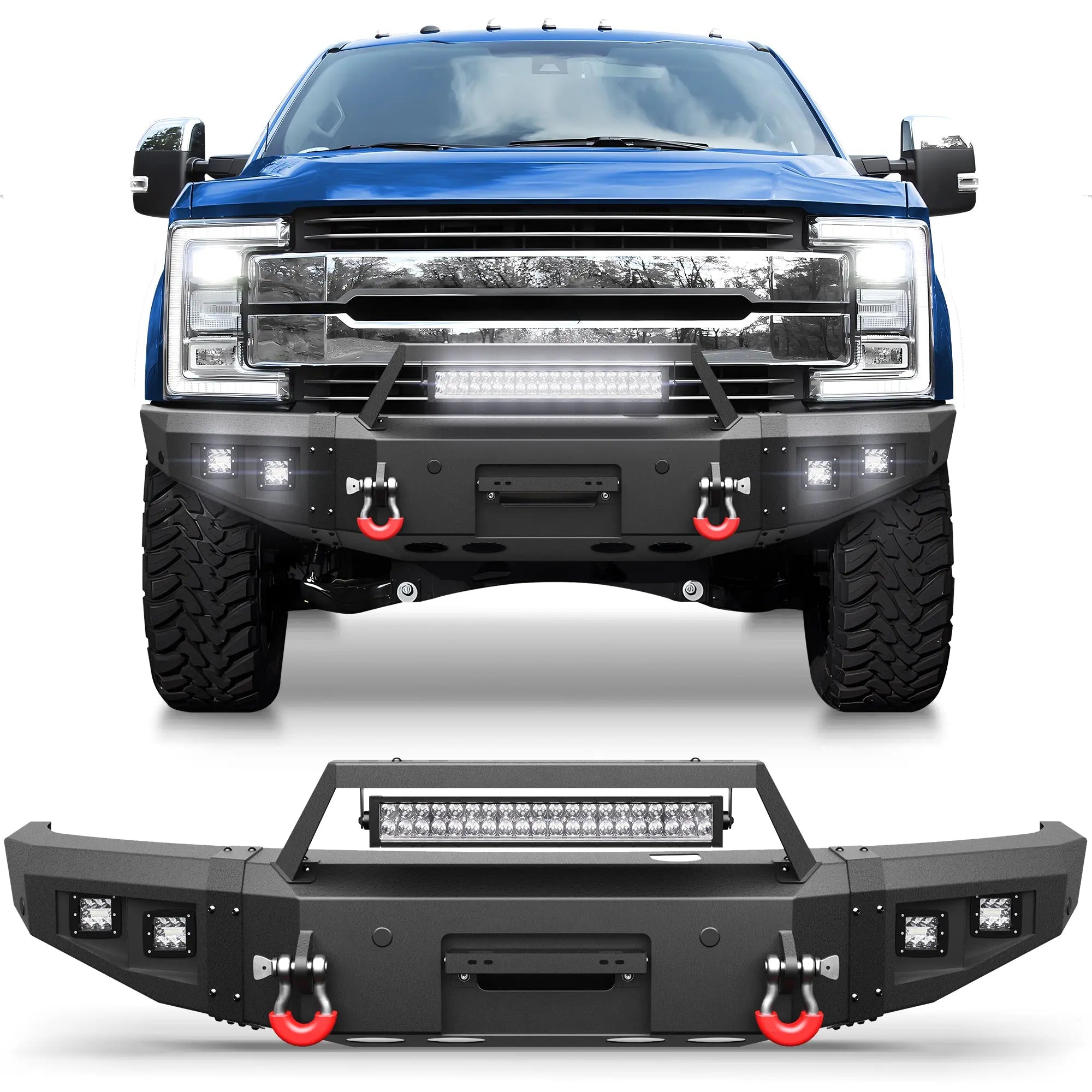 F250 Front Bumper Full Width for 2017-2022 Ford F250/F350/F450 POFENZE