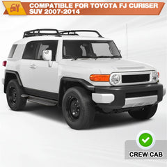 FJ Curiser Running Boards Two Raised Side Step Compatible for Toyota FJ Curiser SUV 2007-2014, 2 Stairs Step Rails Powder Coated Black Carbon Steel Nerf Bars POFENZE