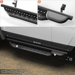 FJ Curiser Running Boards Two Raised Side Step Compatible for Toyota FJ Curiser SUV 2007-2014, 2 Stairs Step Rails Powder Coated Black Carbon Steel Nerf Bars POFENZE