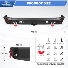 Fits 1999-2004 Land Rover Discovery Series II Rear Bumper Offroad Rear Bumper POFENZE
