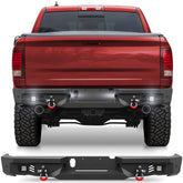Fits 2015-2016-2017-2018 Ram 1500 Rebel Rear Bumper Steel Bumper w/Winch Plate LED Lights - POFENZE