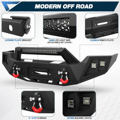 Fits 2016-2023 Tacoma Bumper Set Offroad Bumper w/Winch Plate, Lights and D-rings