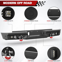 For 1992-1993-1994-1995-1996-1997-1998-1999 Chevy Suburban Tahoe & GMC Yukon Bumper Combo Steel Offroad Front and Rear Bumper with Winch Plate and Lights - POFENZE