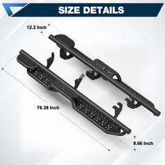 For 2016-2022 Honda Pilot Crew Cab Running Boards Side Steps Black Step Bars POFENZE