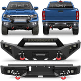 For 2019-2023 Ford Ranger Front and Rear Bumper Set Off Road Steel Bumper w/Winch Plate and Lights POFENZE