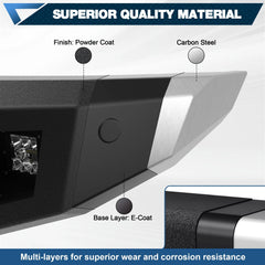 Front Bumper Compatible with Chevrolet Silverado 2500/3500 HD 2015-2019, Textured Black Pickup Truck Bumper for 2015-2019 Chevry Silverado 2500 3500, with Winch Plate, Lights and D-rings POFENZE