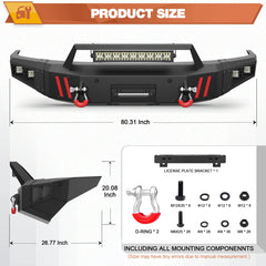 Front Bumper Compatible with Dodge Ram 1500 2019-2024, Textured Black Pickup Truck Bumper for Dodge Ram 1500 (Exclude Classic), with Winch Plate, Lights and D-rings POFENZE