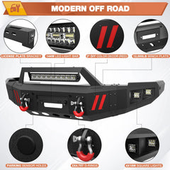 Front Bumper Compatible with Dodge Ram 2500 3500 2010-2018, Textured Black Pickup Truck Bumper for Dodge Ram 2500/3500 2010-2018, with Winch Plate, Lights and D-rings POFENZE