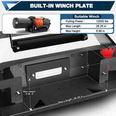 Front Bumper Compatible with Ford F-150 2009-2014, Textured Black Pickup Truck F150 Bumper with Winch Plate, Lights, D-rings, License Plate Bracket (F150, 2009-2014, Excluding Raptor) POFENZE