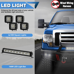 Front Bumper Compatible with Ford F-150 2009-2014, Textured Black Pickup Truck F150 Bumper with Winch Plate, Lights, D-rings, License Plate Bracket (F150, 2009-2014, Excluding Raptor) POFENZE