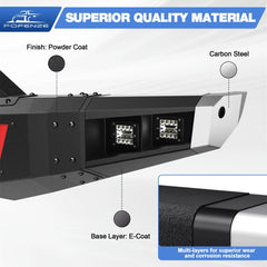 Front Bumper Compatible with Ford F-150 2015 2016 2017, Textured Black Pickup Truck F150 Bumper w/Winch Plate, Lights, D-rings, License Plate Plate, Sensor Holes (Excluding Raptor & Ecoboost) POFENZE