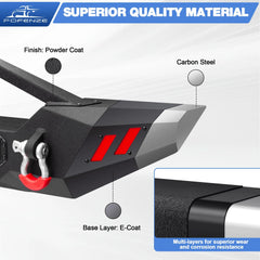 Front Bumper Compatible with Jeep Wrangler JK JL & Gladiator JT 2007-2024, Offroad Full Width Bumper with Winch Plate, 144W LED Light Bar & 2x18W Square Lights, 2 x D-Rings POFENZE