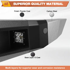 Front Bumper Compatible with Toyota Tundra 2014-2021, Textured Black Pickup Bumper for Tundra 2014 2015 2016 2017 2018 2019 2020 2021, w/Winch Plate, Lights, D-rings, License Plate Bracket POFENZE