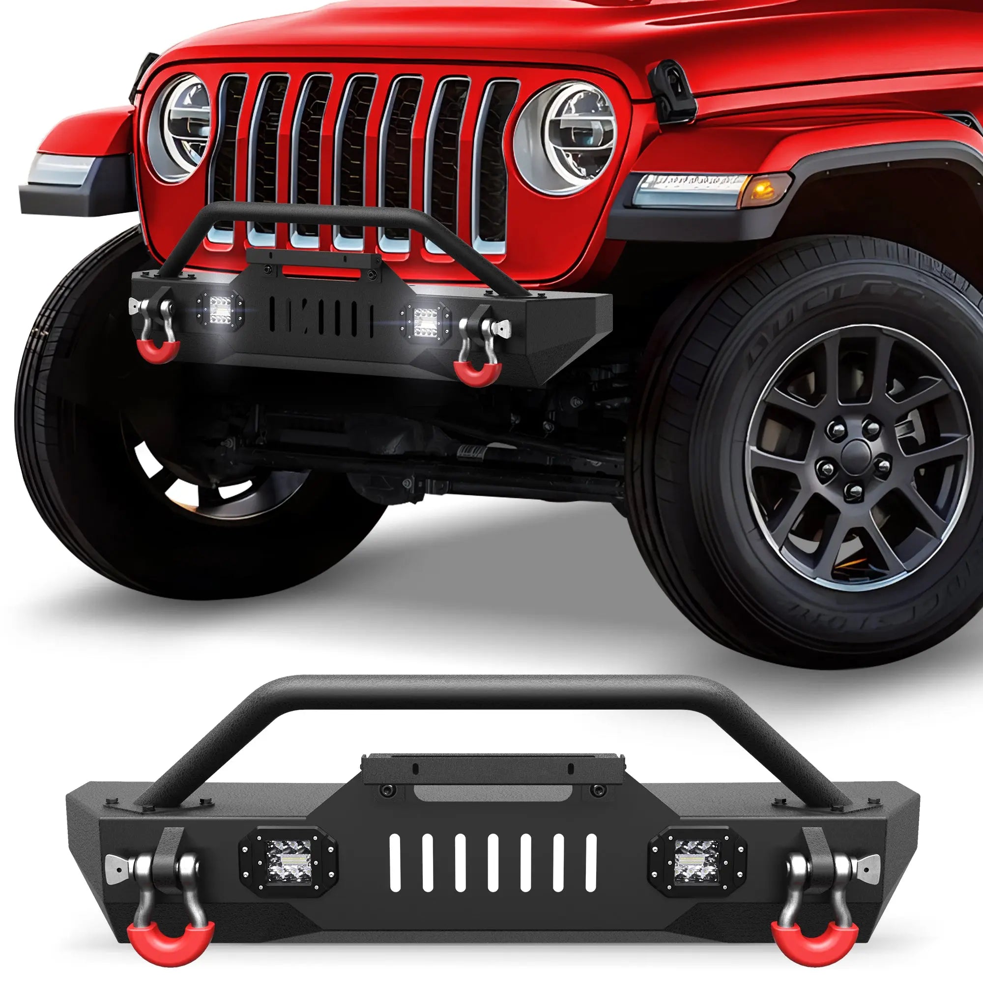 Front Bumper Fit for Jeep Wrangler JK 2007-2018 JL 2019-2024 JT 2020-2024 POFENZE