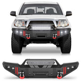 Front Bumper Fit for Tacoma 2nd Gen 2005-2015, Pickup Truck Bumper Black with Winch Plate, D-ring, Lights, License Plate Bracket (Compatible with 2005-2015 Tacoma 2nd Gen Only) POFENZE