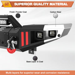 Front Bumper Fit for Tacoma 2nd Gen 2005-2015, Pickup Truck Bumper Black with Winch Plate, D-ring, Lights, License Plate Bracket (Compatible with 2005-2015 Tacoma 2nd Gen Only) POFENZE