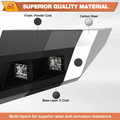 Front Bumper Full Width Offroad Bumper w/Winch Plate, 144W Light Bar, 4x18w Lights, D-rings, License Plate Bracket for 2005-2007 Ford F250/F350/F450 POFENZE