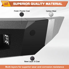 Front Bumper + Rear Bumper Combo for Ford F150 2018 2019 2020 (Excluding Raptor) w/Winch Plate, LED Lights, License Plate Bracket, Textured Black Stainless Steel Pickup Bumper POFENZE