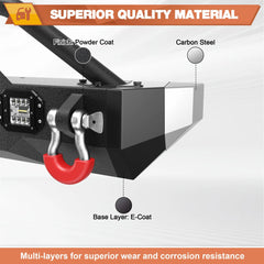 Front Bumper + Rear Bumper Mid Width Offroad Bumper w/Winch Plate, D-ring and Lights Compatible with 2019-2025 Jeep Wrangler JL JLU Unlimited 2/4 Doors POFENZE