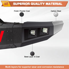 Front Bumper + Rear Bumper for RAM 2500/3500 HD 2010-2018, Full Width Steel Bumper Combo with Winch Plate, LED Light Bar, D-rings, Compatible with 2010-2018 Dodge Ram 2500/3500 HD, Textured Black POFENZE