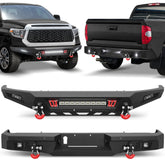 Front Bumper and Rear Bumper Fits 2014-2021 Toyota Tundra Front / Rear Truck Bumper With Sensor Holes & LED Lights POFENZE