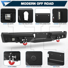 Front Bumper and Rear Bumper Fits 2018-2020 Ford F150 Truck Bumper With Winch Plate &Sensor Holes POFENZE