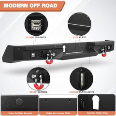 Front Bumper and Rear Bumper For 2014-2021 Toyota Tundra Steel Truck Bumper W/Winch Plate &LED Light POFENZE