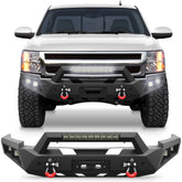 Front Bumper for 2007-2013 Chevrolet Silverado 1500 Chevy Bumper w/Winch Plate, LED Lights, D-rings and License Plate Bracket POFENZE