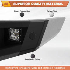 Front Bumper for 2018-2020 Ford F150 Pickup Trucks (Excluding Raptor) Full Width Offroad Bumper w/Winch Plate, 144W Light Bar, 4x18w Lights, D-rings, License Plate Bracket  POFENZE