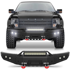 Front Bumper for Ford F150 2010-2014 Including Raptor SVT with Winch Plate, D-ring, Lights and License Plate Bracket POFENZE