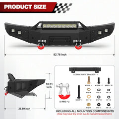 Front Bumper for Ford F150 2010-2014 Including Raptor SVT with Winch Plate, D-ring, Lights and License Plate Bracket POFENZE