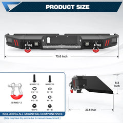 Front Bumper for Toyota Tundra 2014-2021 Pickup Truck Steel Bumper with Lights, D-rings and Sensor Holes POFENZE