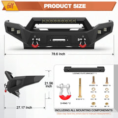 Front Bumper for for 2019-2025 Dodge Ram 2500/3500 Pickup Truck Bumper for Ram w/Winch Plate D-rings and License Plate Bracket POFENZE