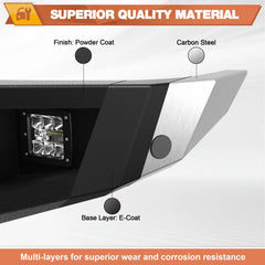 Front Rear Bumper Set, Full Width Offroad Bumper w/Winch Plate, 144W Light Bar, 6x18w Fog Lights, D-rings, License Plate Bracket for 1992-1997 Ford F150 F250 F350 Truck POFENZE