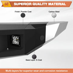 Front Rear Bumper Set, Full Width Offroad Bumper w/Winch Plate, 144W Light Bar, 6x18w Fog Lights, D-rings, License Plate Bracket for 2010-2014 Ford F150 SVT Raptor Only POFENZE