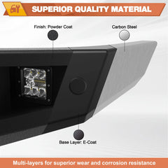 Front Rear Bumper Set, Full Width Offroad Bumper w/Winch Plate, 144W Light Bar, 6x18w Fog Lights, D-rings, License Plate Bracket for 2018-2020 Ford F150 Truck (Excluding Raptor) POFENZE