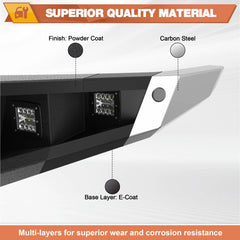 Front + Rear Bumper Set, Full Width Offroad Bumper w/Winch Plate, 144W Light Bar, 6x18w Fog Lights, D-rings, License Plate Bracket for 2009-2014 Ford F150 Truck (Excluding Raptor) POFENZE