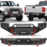 Front and Rear Bumper Combo, Full Width Offroad Bumper Set for 2011-2014 GMC Sierra 2500/3500 POFENZE